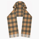 Burberry Check Cashmere Hooded Scarf Sand