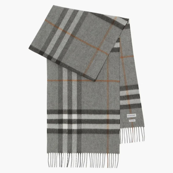 Burberry Check Cashmere Scarf Gray