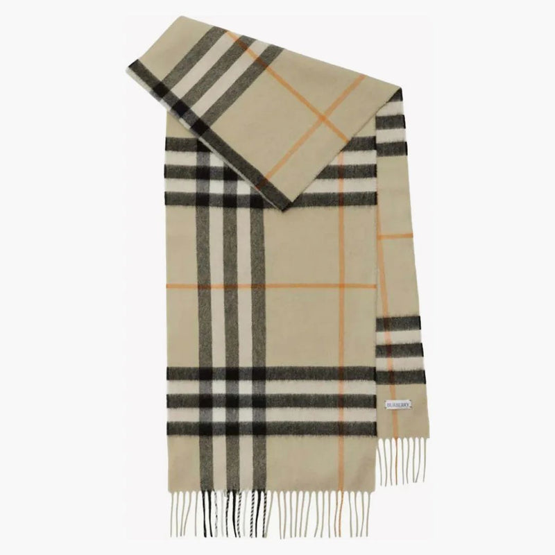 Burberry Check Cashmere Scarf Light Sage