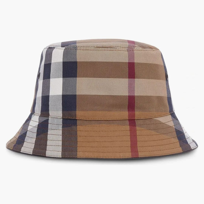 Burberry Check Cotton Canvas Bucket has Birch Brown