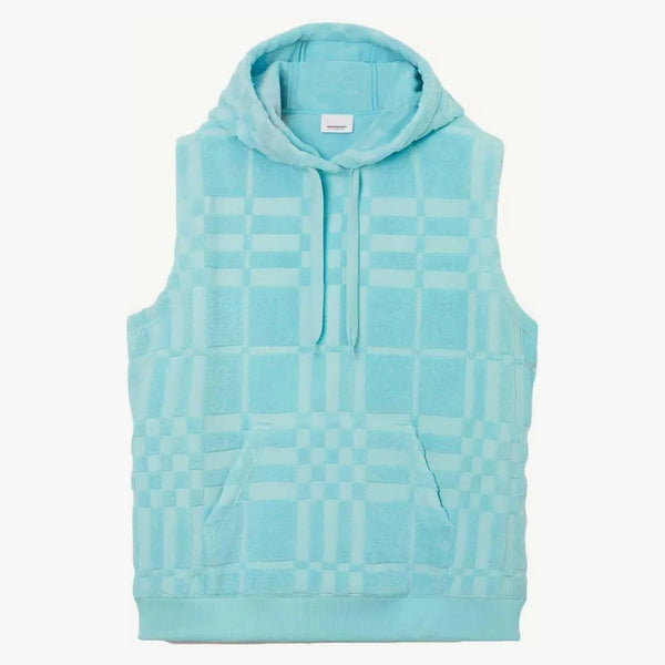 Burberry check bomull jacquard hoodie blå
