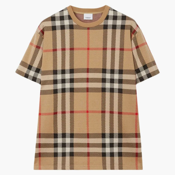 Burberry check bomull jacquard t-shirt arkiv beige