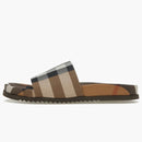 Burberry Check Cotton Slides Birch Brown