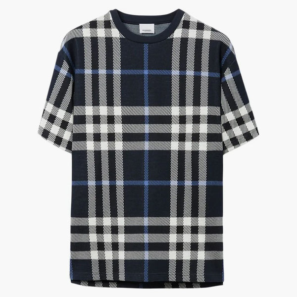 Burberry Check Cotton T-shirt White/dark Blue