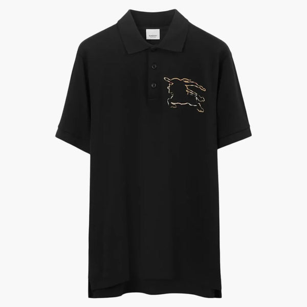 Burberry Controlla EKD Cotton Pique Polo Shirt Nero