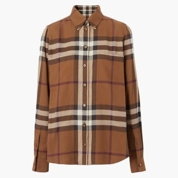 Burberry check flanell skjorta mörk björkbrun