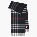 Burberry Check Fringed Cashmere Scarf Navy