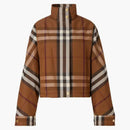 Burberry Check Funnel-Neck Cropped Jacket Brown