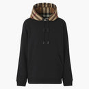 Burberry Check Hood Cotton Blend Hooded Sweatshirt Black Beige