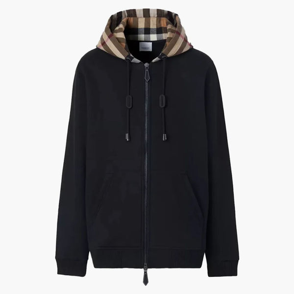 Burberry Check Hood Cotton scored Top Black