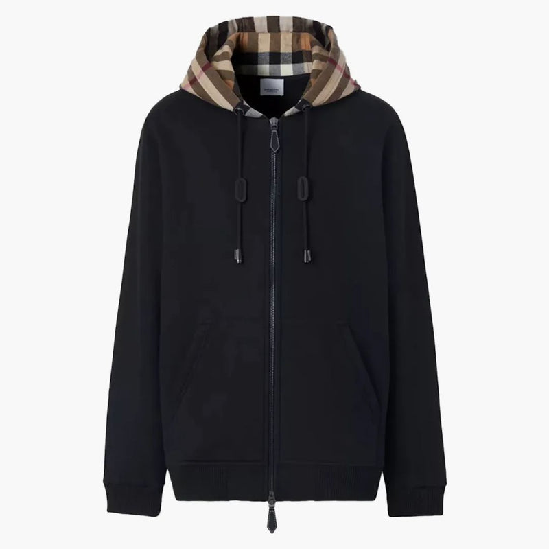 Burberry Check Hood Cotton scored Top Black