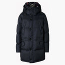 Burberry Check Hooded buffer Long Down Jacket Navy