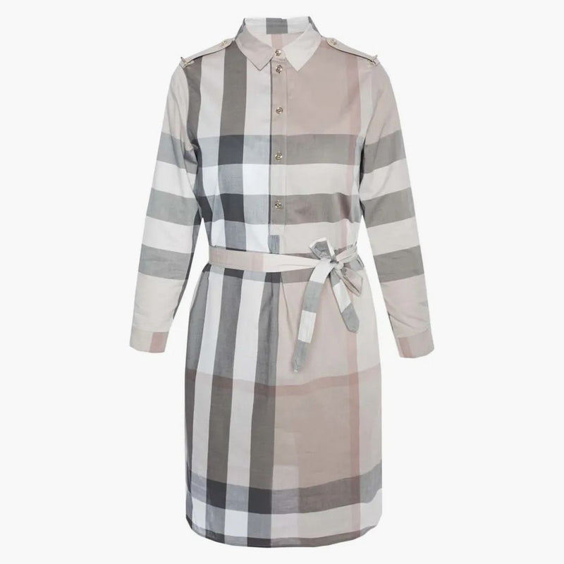 Burberry zkontrolujte šaty s délkou kolena světle hnědá kontrola