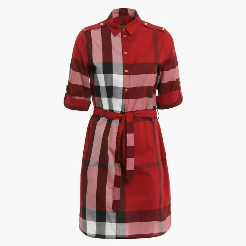 Burberry Check Knee-length Dresses Red Check