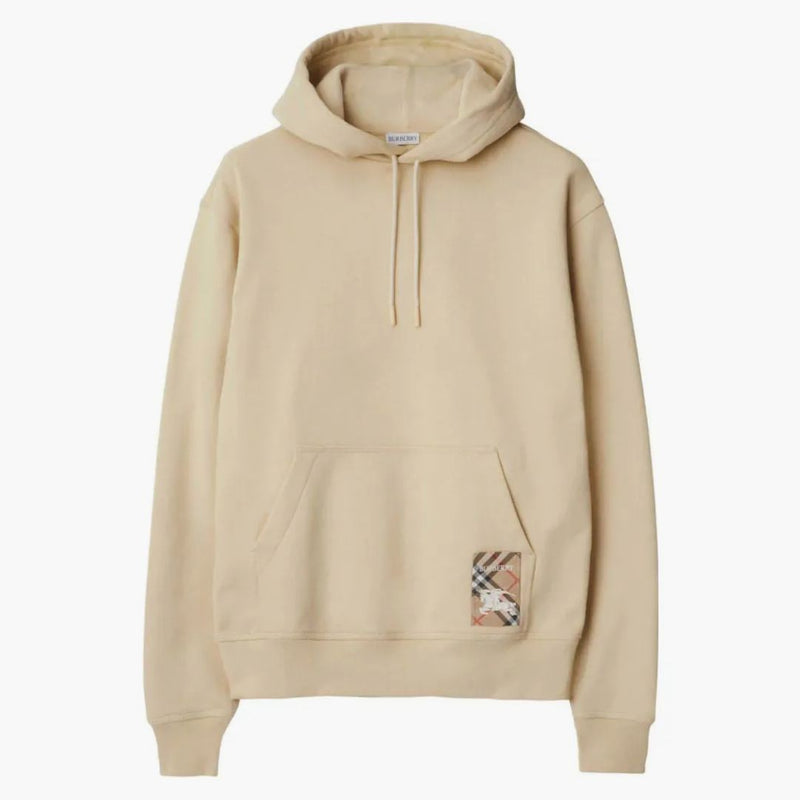 Burberry Check Label Cotton Hoodie Nutmeg