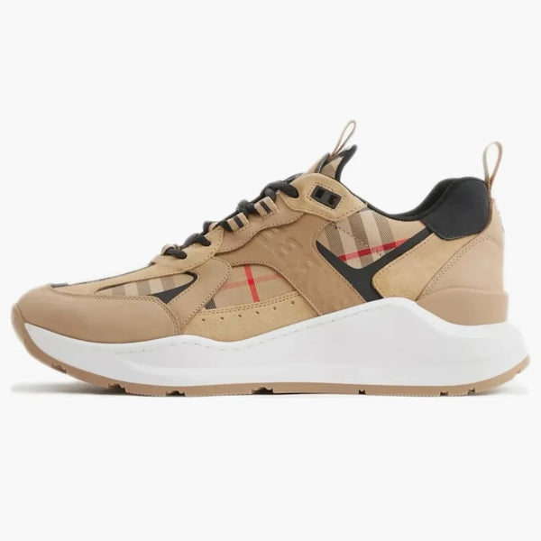 Burberry Check Leather And Suede Sneaker Archive Beige