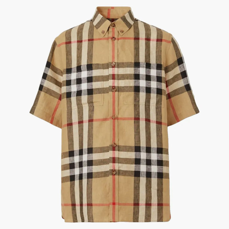 Burberry Controlla lino di oversize a maniche corte Archivio beige
