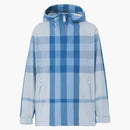 Giacca con cappuccio a mezza zip Burberry Controlla blu con cappuccio