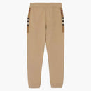 Burberry Check Panel Cotton Blend Jogging Pants Camel