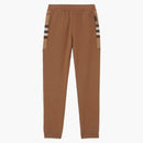 Burberry Check Panel Cotton Blend Sweatpants Dark Birch Brown