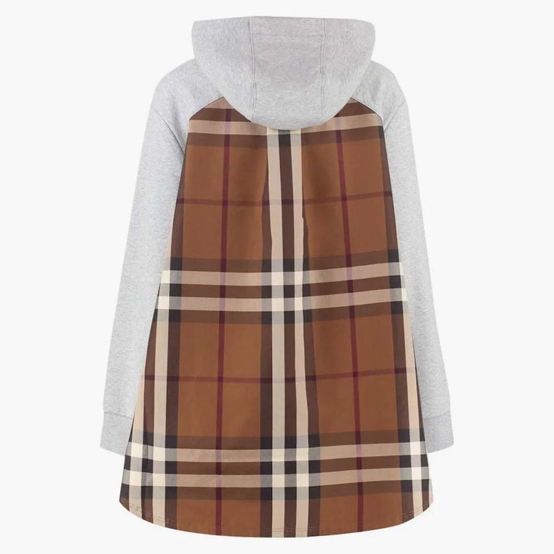 Pannello Burberry Controllo con cappuccio di cotone grigio/controllo marrone