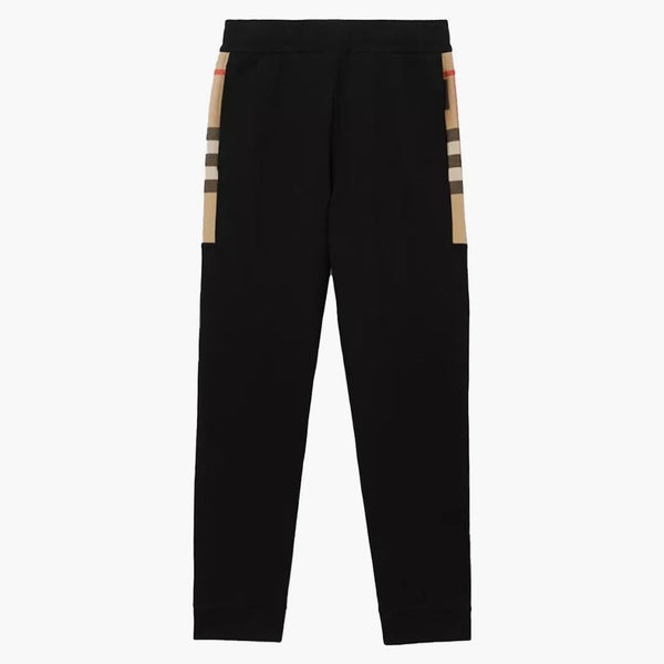 Burberry Check Panel Cotton Jogging Pants Black
