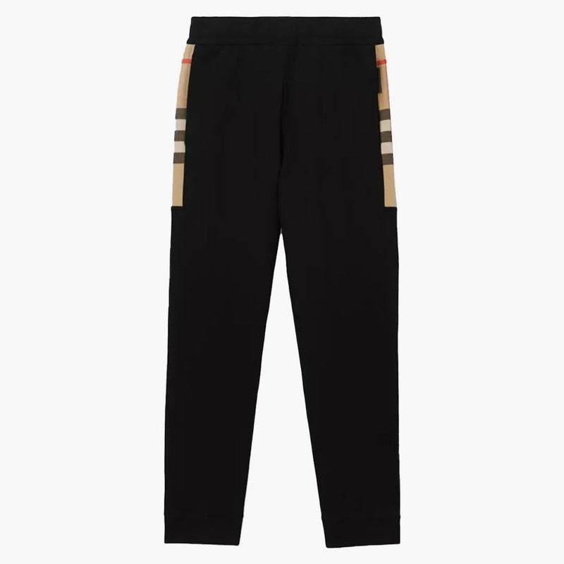 Burberry Check Panel Cotton Jogging Pants Black
