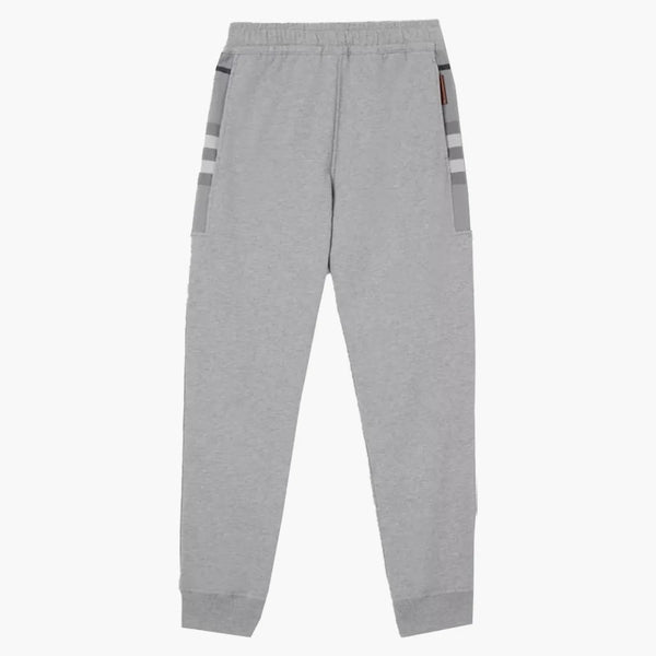 Burberry Check Panel Cotton Jogging Pants Pale Grey Melange