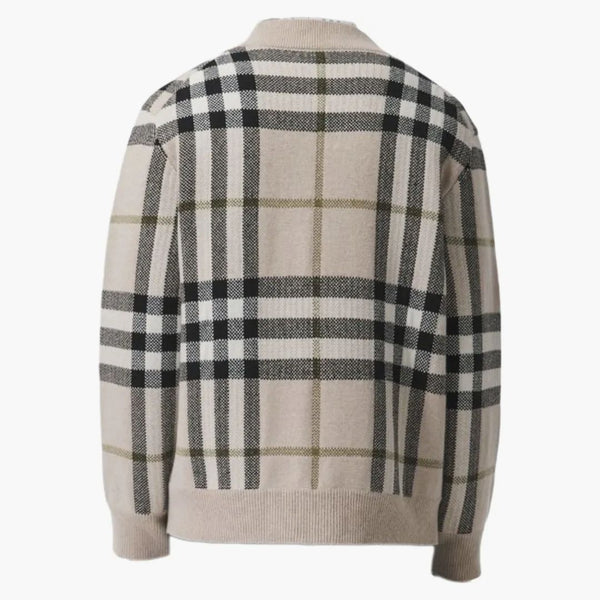 Burberry check-mönster cardigan ljusbrun