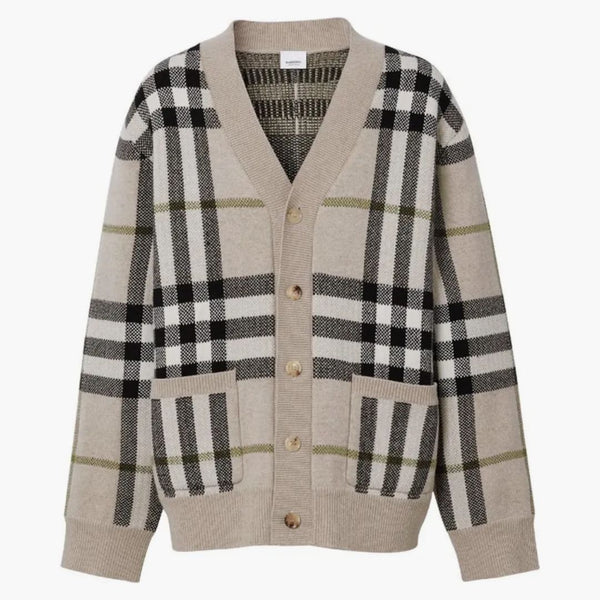 Burberry Check-Pattern Cardigan Light Brown
