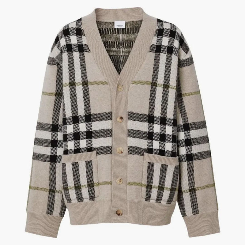 Burberry check-mönster cardigan ljusbrun