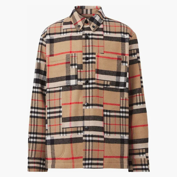 Burberry check-mönster lapptäcke ull överdimensionerad överdimensionerad beige