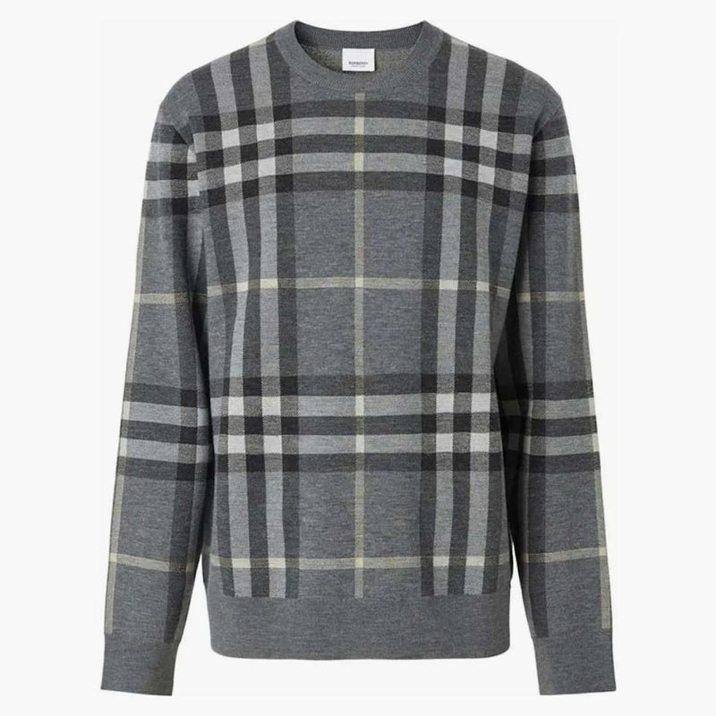Burberry Check Pattern Grey di maglione di lana-silk