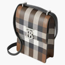 Burberry Check Print Leather Robin Bag Birch Brown
