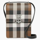 Burberry Check Print Leather Robin Bag Birch Brown