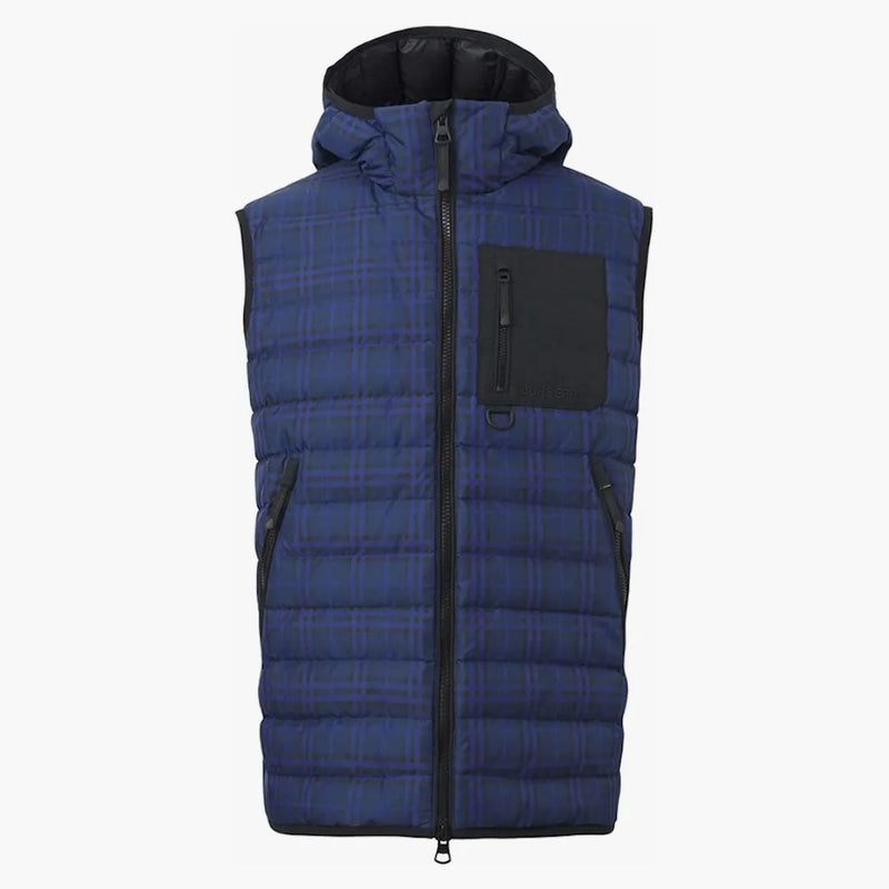 Burberry Check Print Padded Down Vest Oceanic Blue