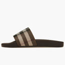 Burberry Check Print Slides Dark Birch Brown