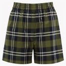 Burberry Check Shorts Dark Olive Green