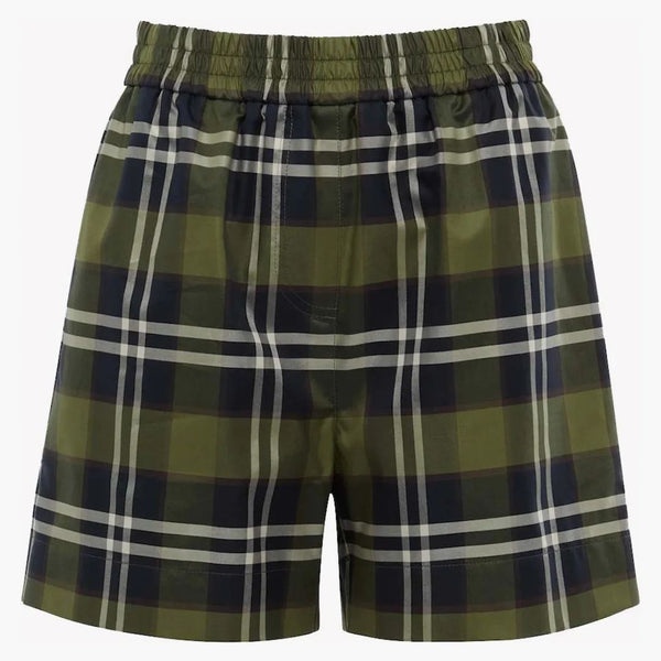 Burberry Check Shorts Dark Olive Green