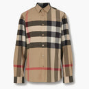 Burberry Check Stretch Cotton Poplin Shirt Archive Beige