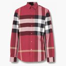Burberry Check Stretch Cotton Poplin Shirt Parade Red