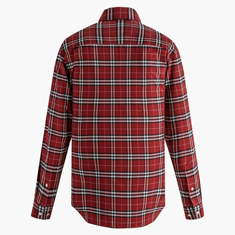 Burberry check stretch bomull poplin skjorta röd