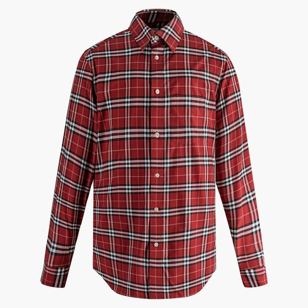 Burberry check stretch bomull poplin skjorta röd