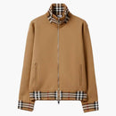 Burberry Check Trim Viscose Blend Track Jacket Camel