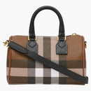 Burberry Check And Leather Bowling Bag Mini Dark Birch Brown