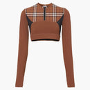 Burberry Checked Stretch-Jersey Cropped Top Brown
