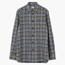 Burberry Check-Pattern Cotton Flannel Shirt Gray/Yellow