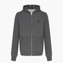 Burberry Clarendon Ceak Hood Zip Up Hoodie Gray