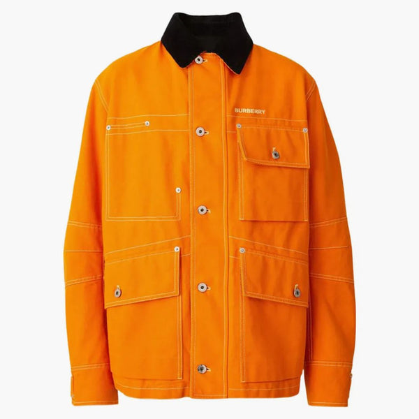 Burberry Collared Utility Jacket Orange Black