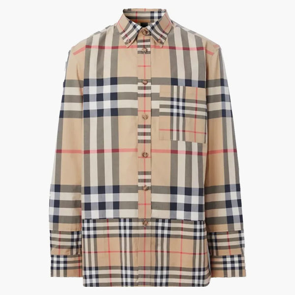 Burberry Contrast Controlla Archive di camicia di cotone beige